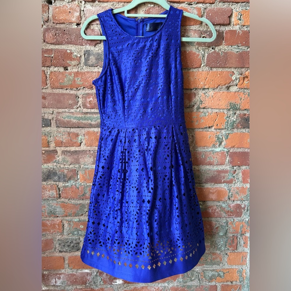 Royal blue eyelet dress